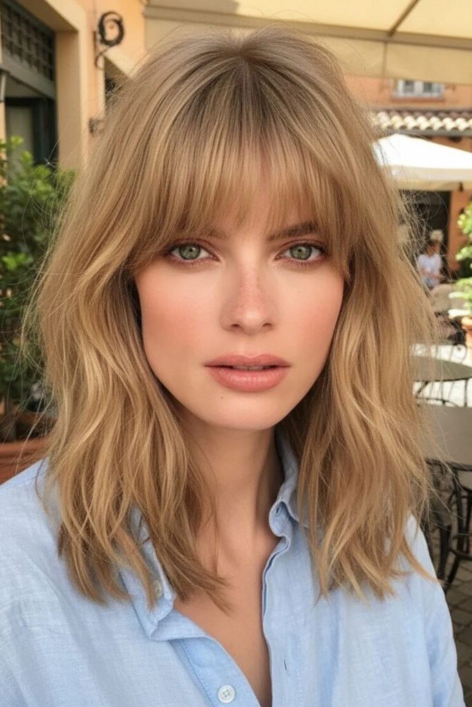 Soft Layered Lob with Wispy Fringe