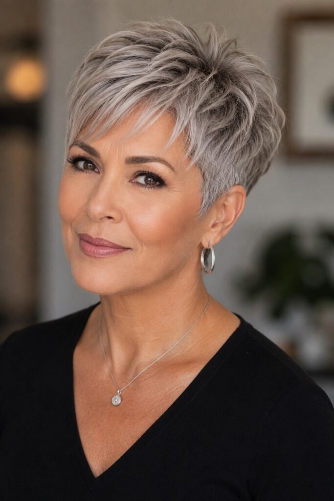 Soft Layered Pixie with Side Swept Bangs