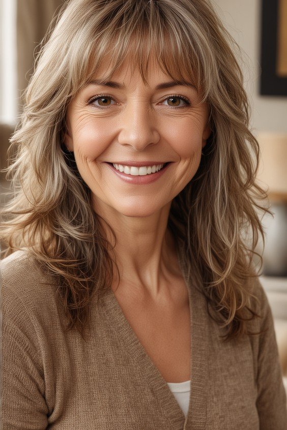 Soft Layered Shag with Curtain Bangs