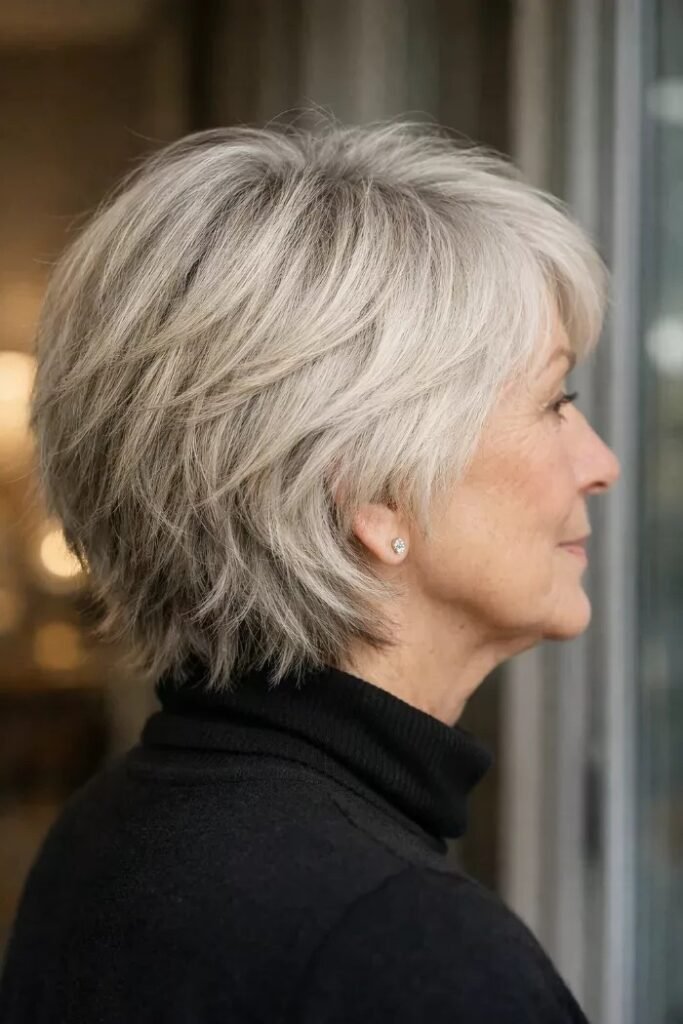 Soft Layered Silver Bob with Volume