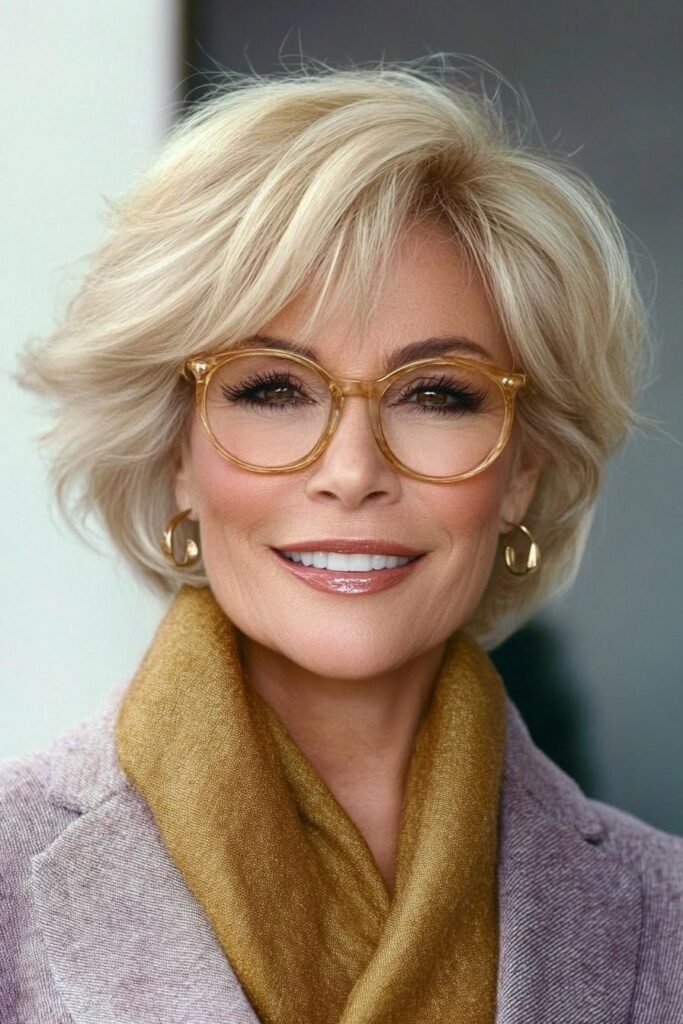 Soft Layered Voluminous Bob with Wispy Bangs