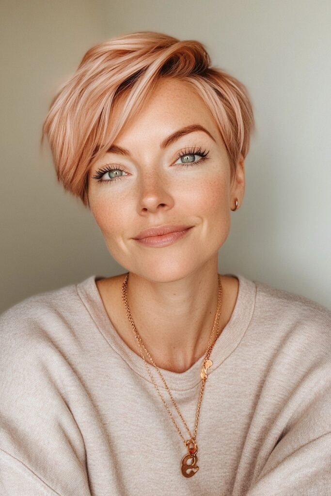 Soft Pastel Pink Pixie Cut