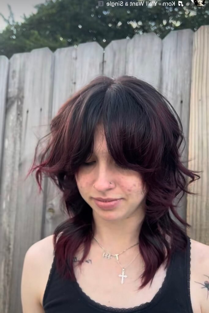 Soft Shaggy Layers with Center-Parted Fringe