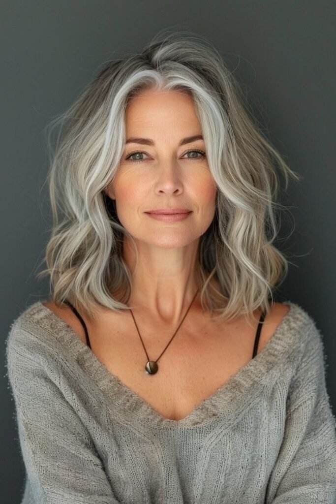 Soft Shoulder-Length Shag with Center Part