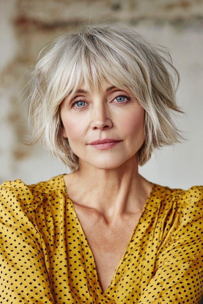Soft Silver Bob with Textured Ends