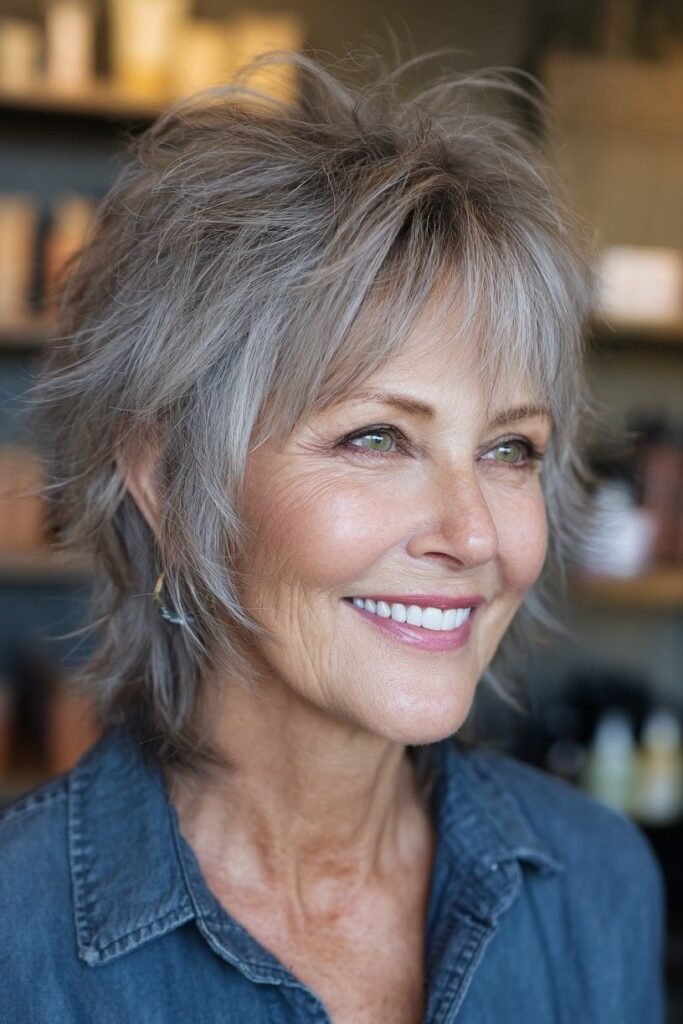 Soft Textured Shag Bob with Layered Bangs