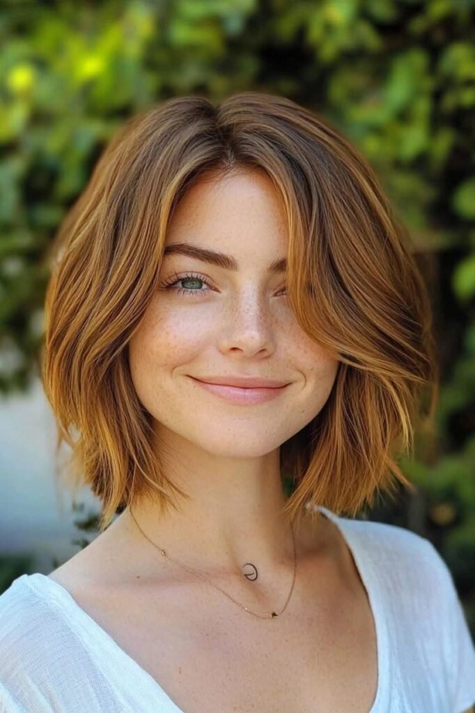 Soft Wavy Bob with Curtain Bangs