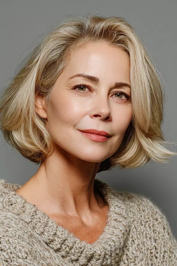 Soft Wavy Bob with Deep Side Part