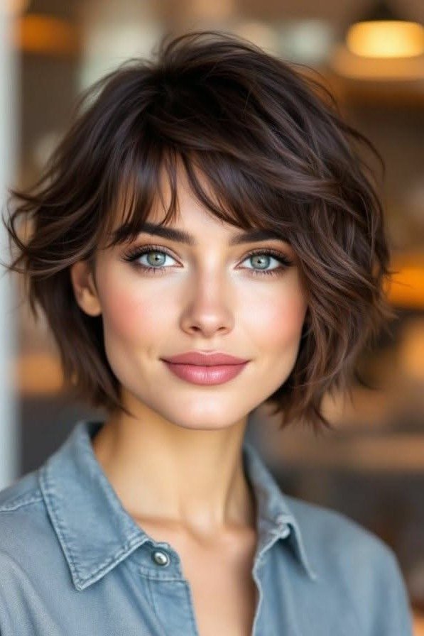 Soft Wavy Bob with Face-Framing Bangs