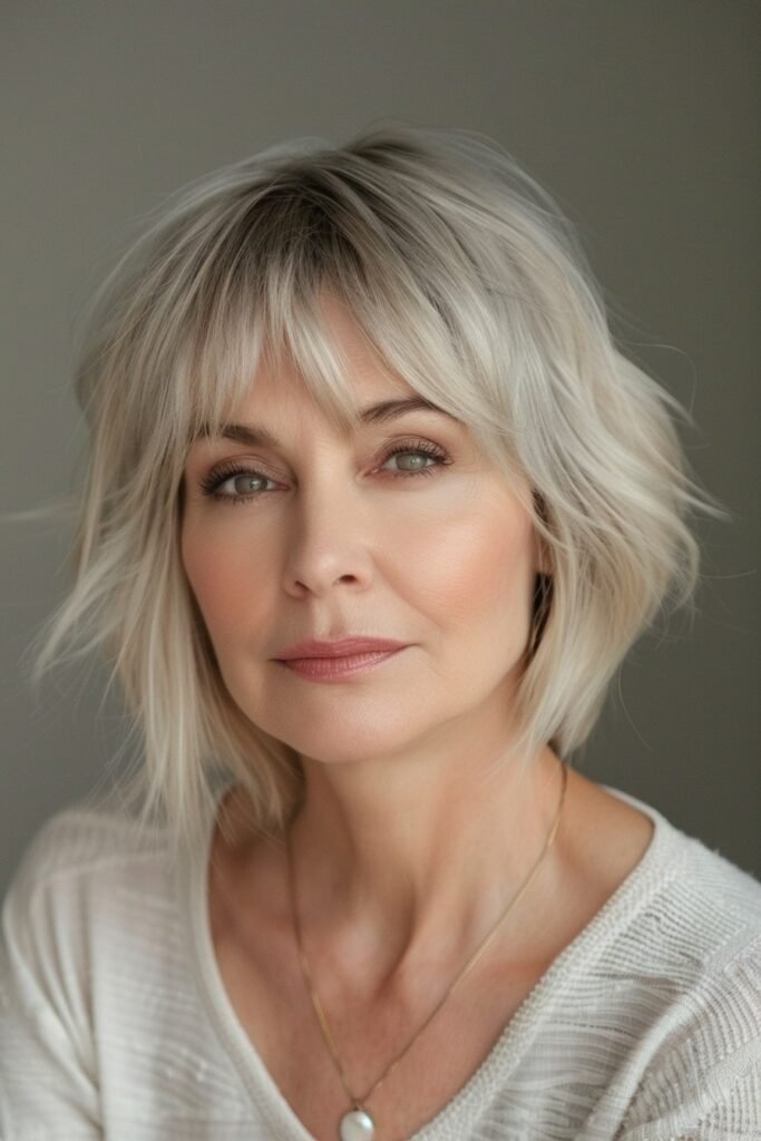 Soft Wavy Bob with Layered Bangs