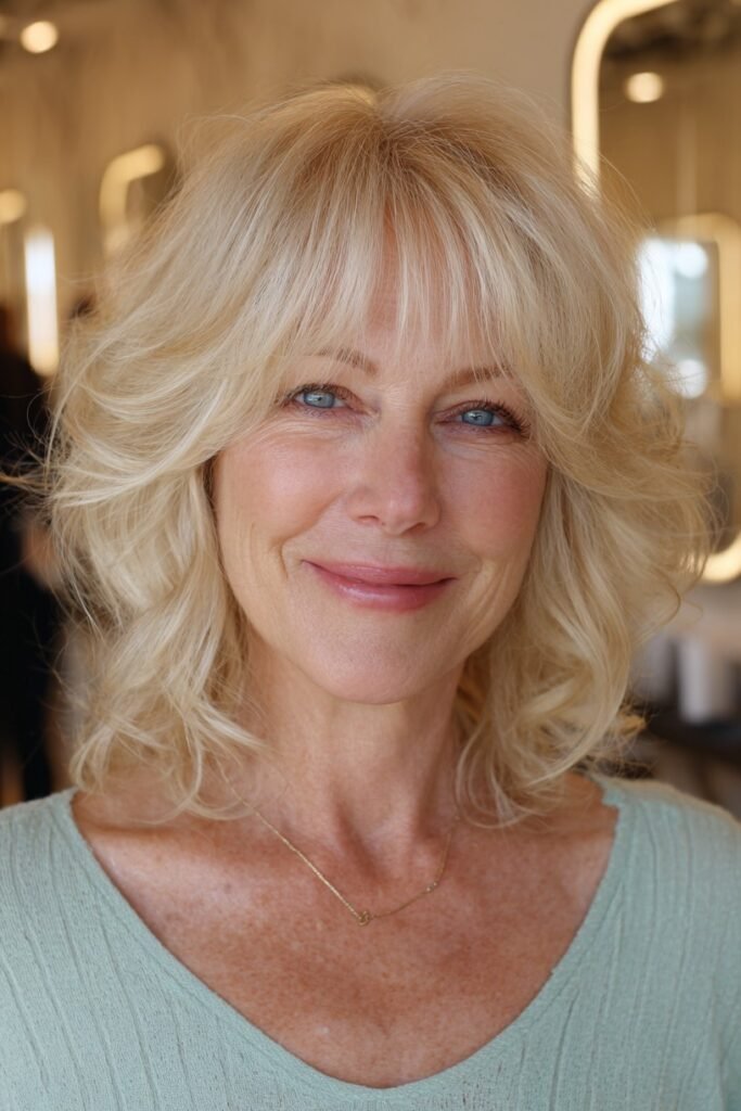 Soft Wavy Bob with Wispy Curtain Bangs