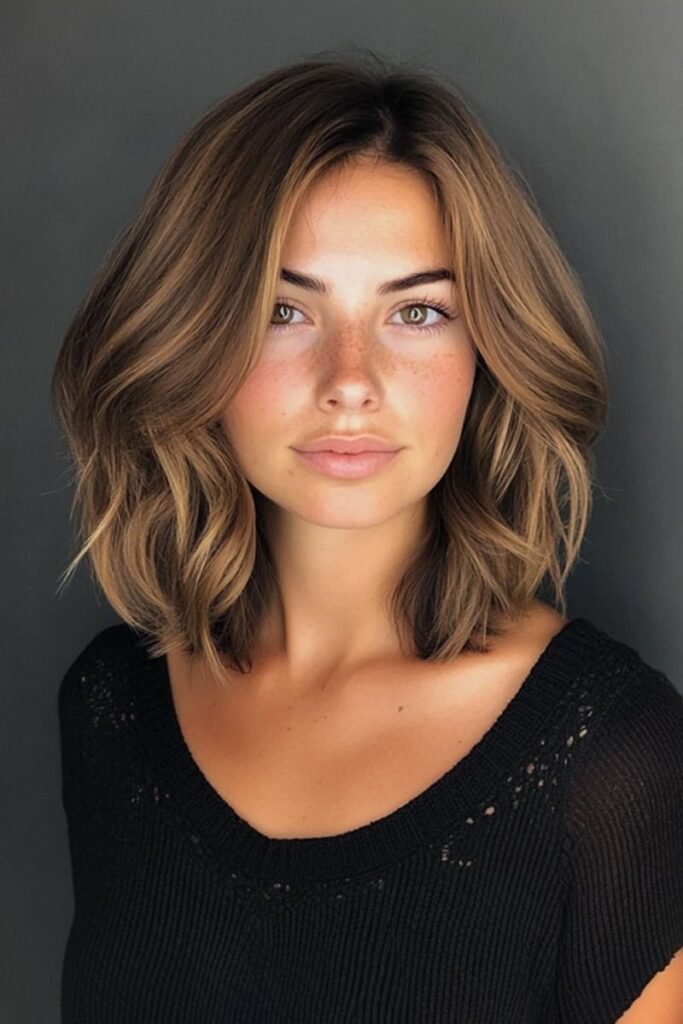 Soft Wavy Lob with Face-Framing Layers