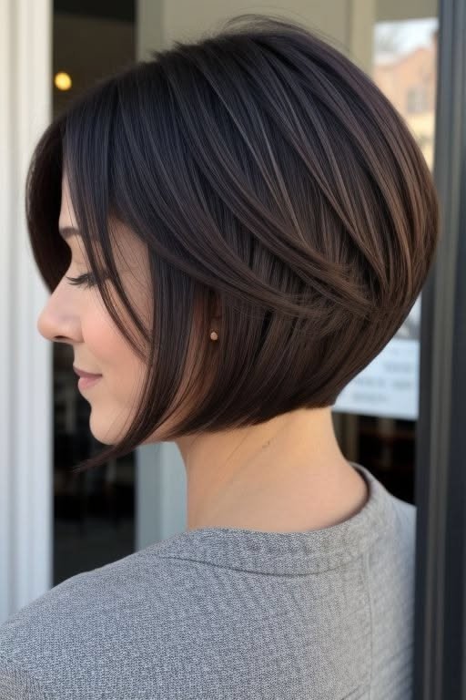 Sophisticated Dark Brown Angled Bob