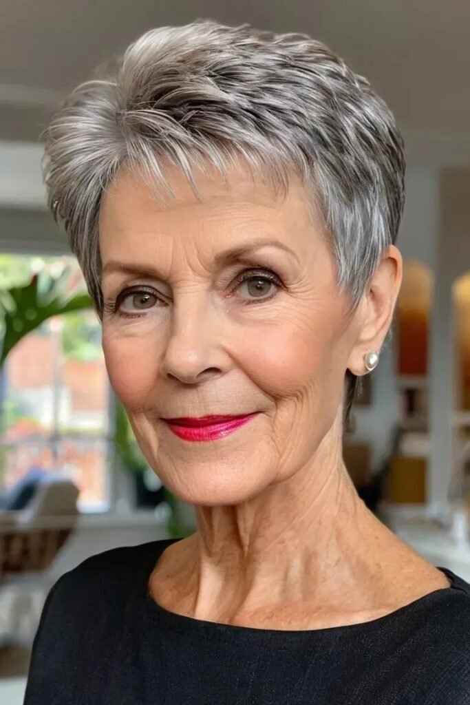 Sophisticated Silver Pixie with Voluminous Crown