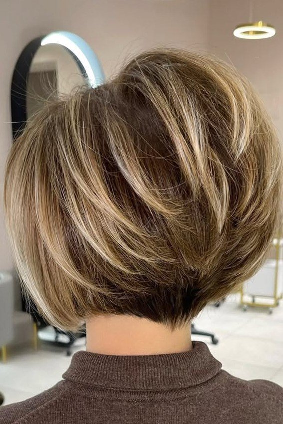 Stacked A-Line Bob with Soft Highlights