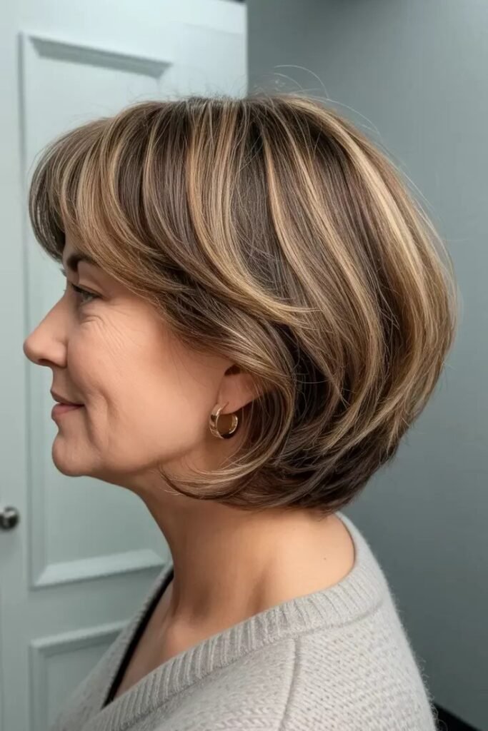Stacked Bob with Soft Layers and Bangs