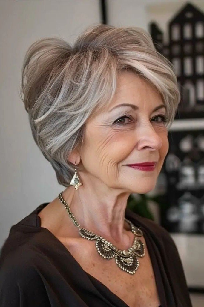 Stacked Layered Bob with Side Part