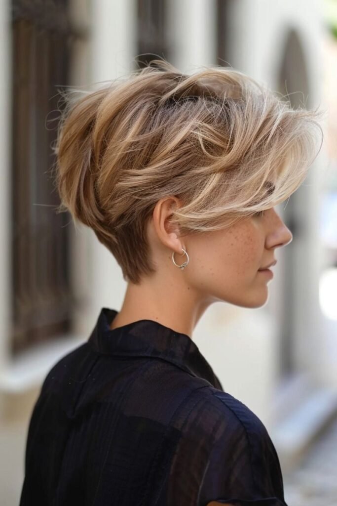 Stacked Pixie Bob with Soft Side Swept Layers