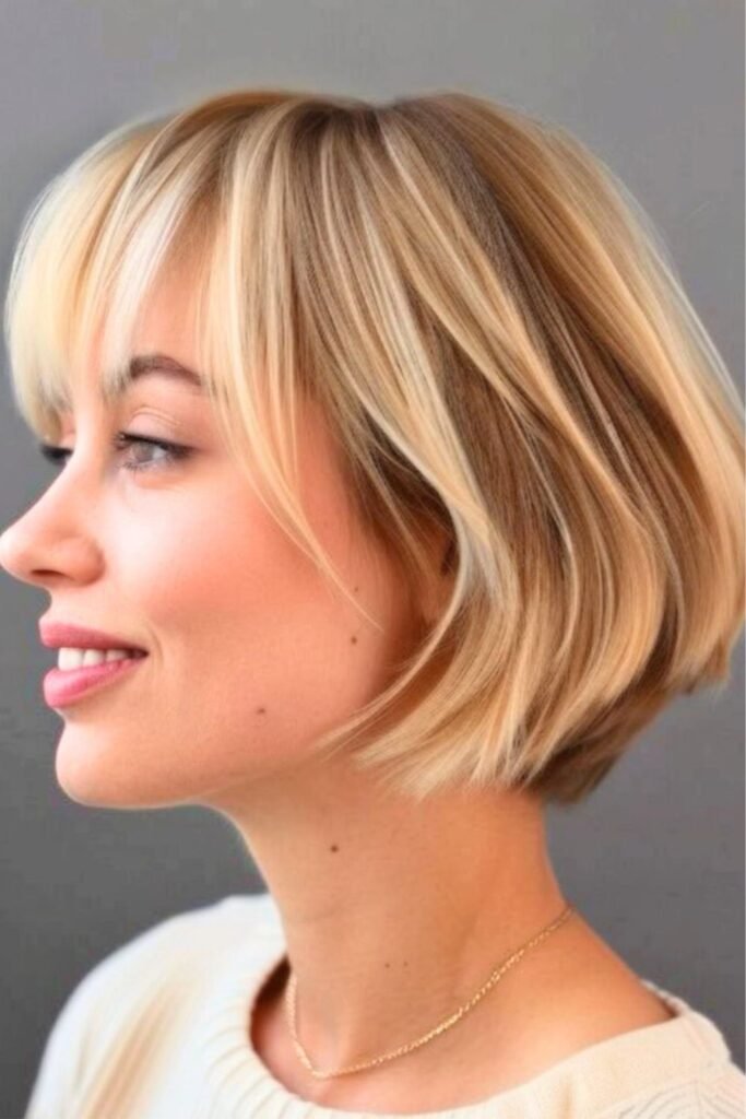 Straight Bob with Soft Blunt Bangs