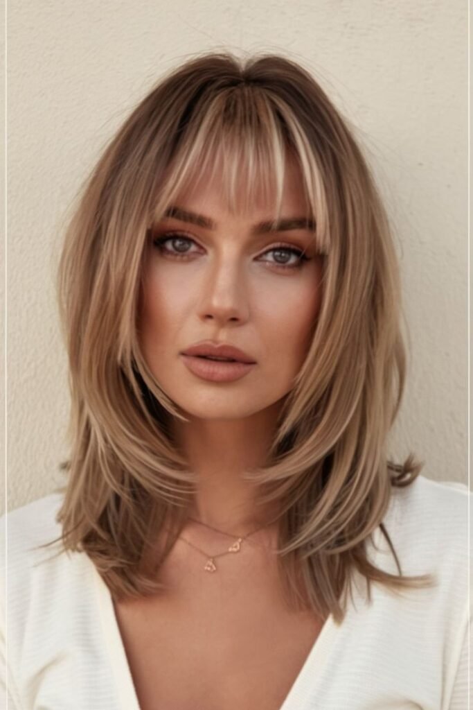 Straight Layered Cut with Soft Curtain Bangs