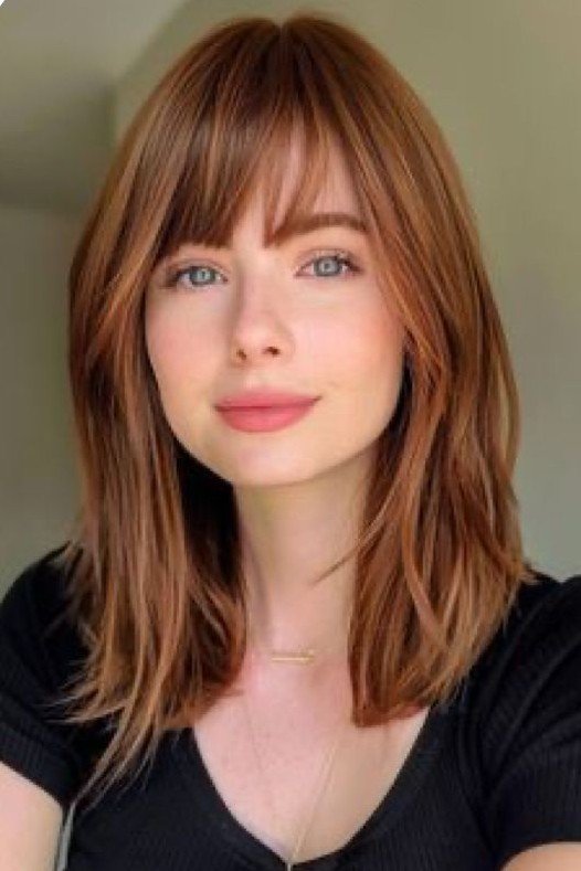 Straight Lob with Soft Curtain Bangs