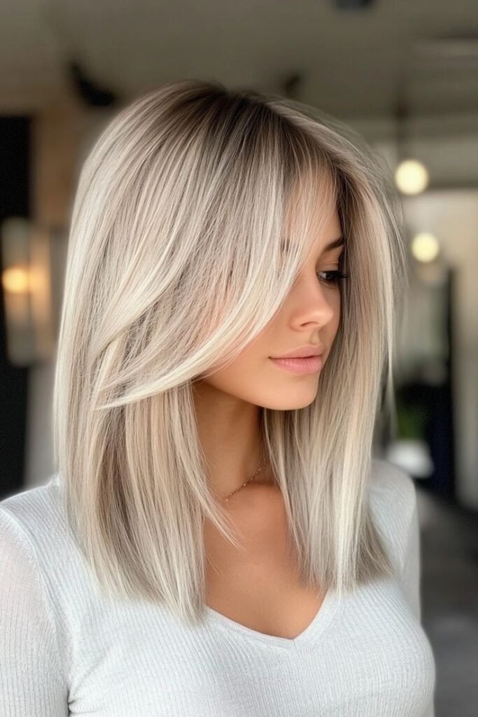 Straight Mid-Length Cut with Textured Face-Framing Layers