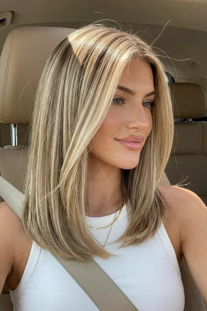 Straight Mid-Length Hair with Center Part