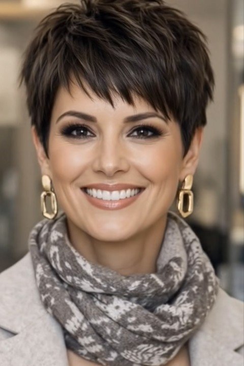 Tapered Pixie Cut with Crown Volume