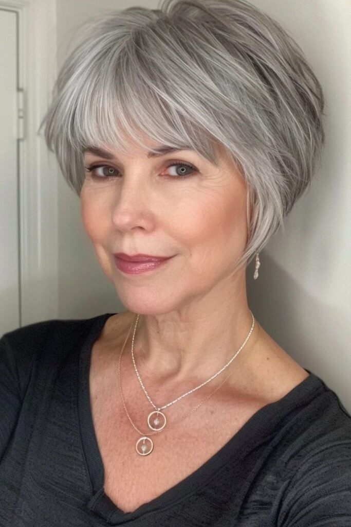 Tapered Pixie Cut with Layered Bangs