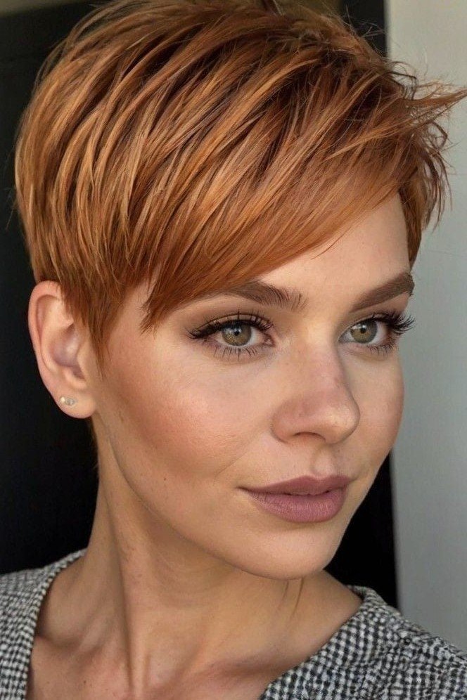 Textured Auburn Pixie Cut