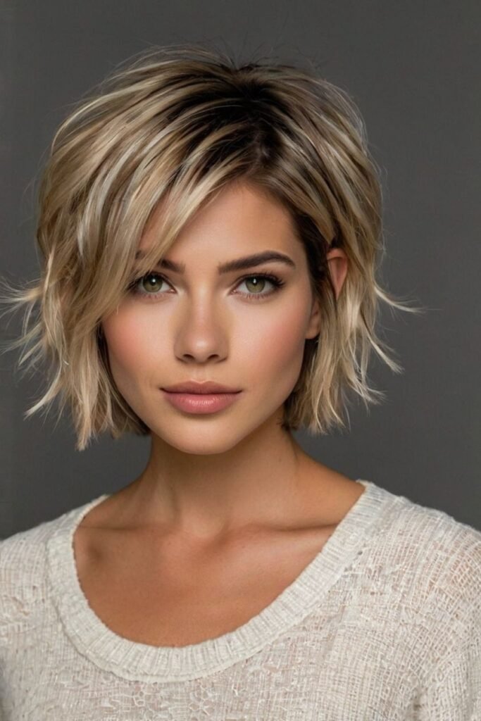 Textured Blonde Bob with Subtle Waves