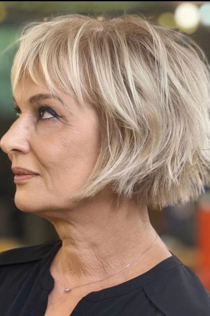 Textured Blonde Bob with Wispy Bangs (Alternate)