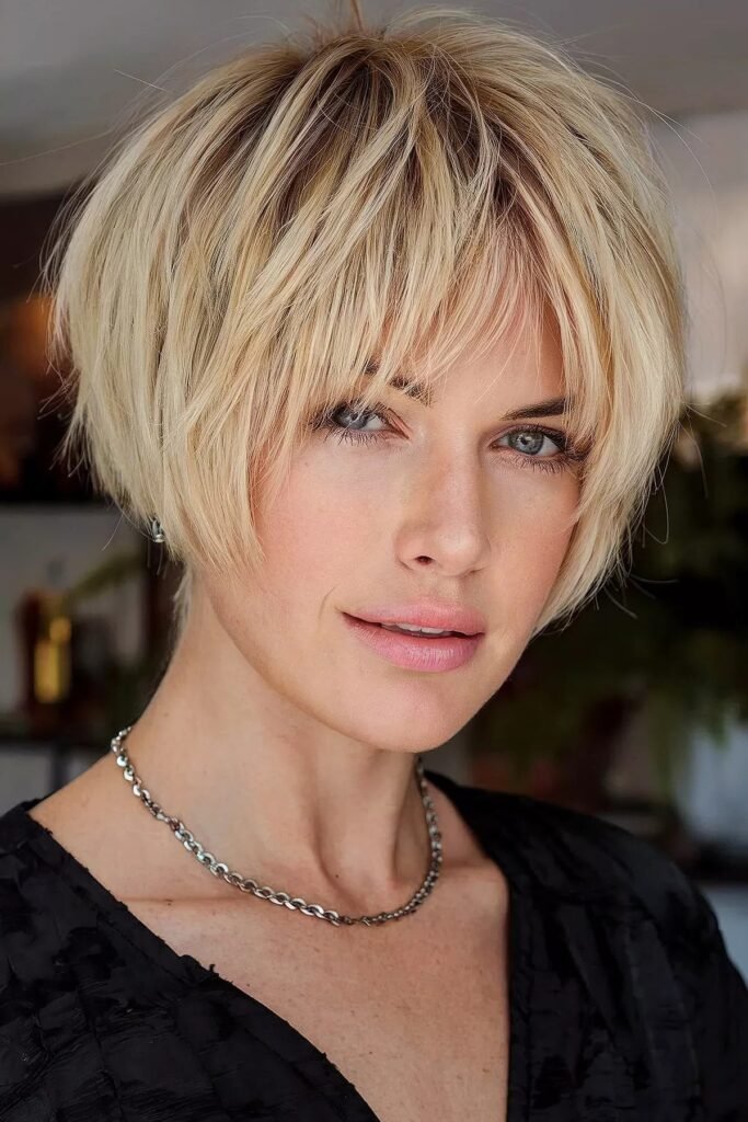 Textured Blonde Pixie-Bob with Wispy Bangs
