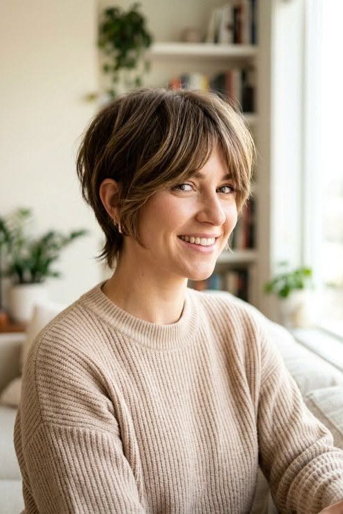 Textured Bob with Curtain Bangs