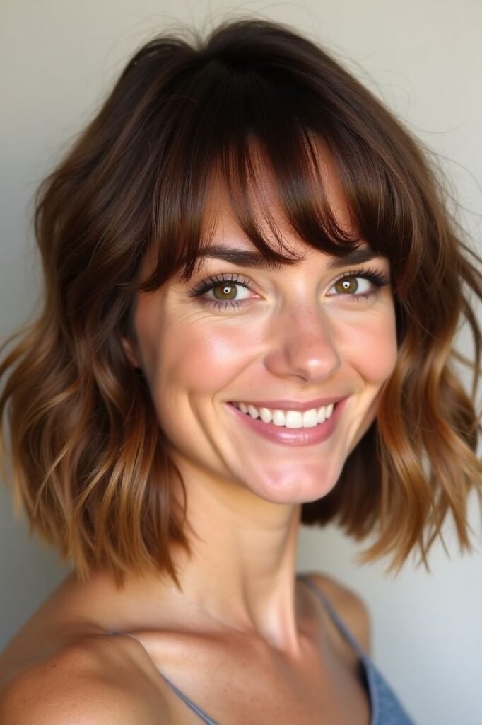Textured Bob with Curtain Bangs