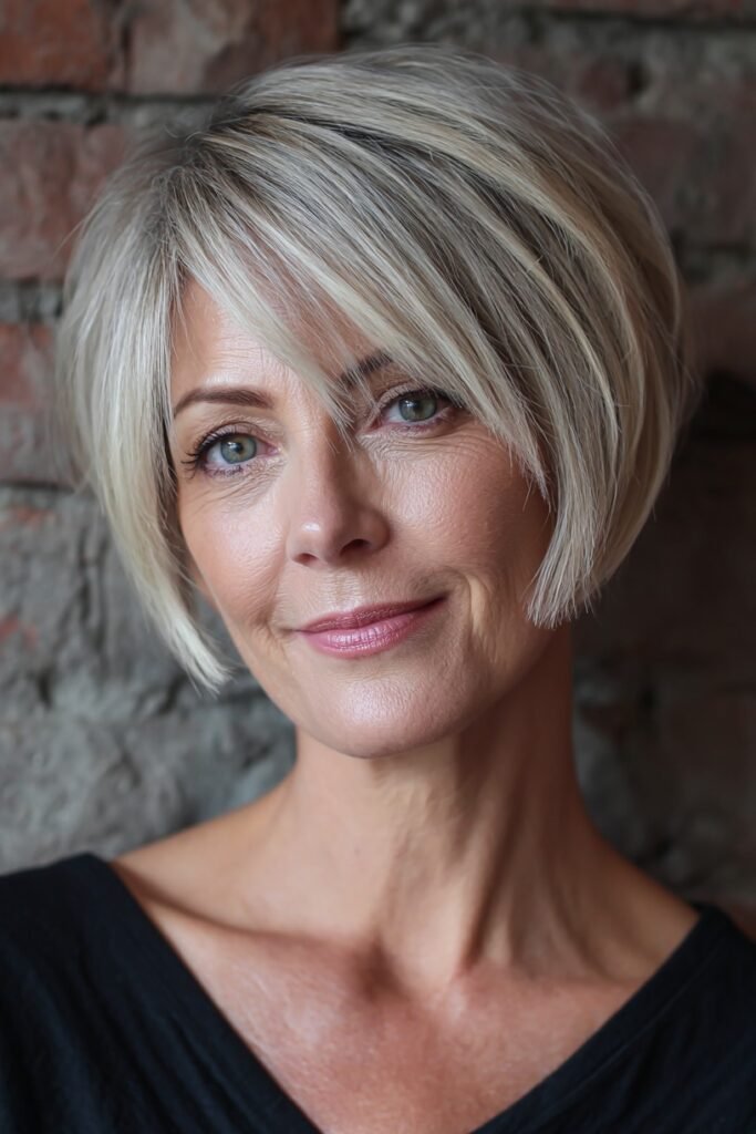 Textured Bob with Curtain Bangs