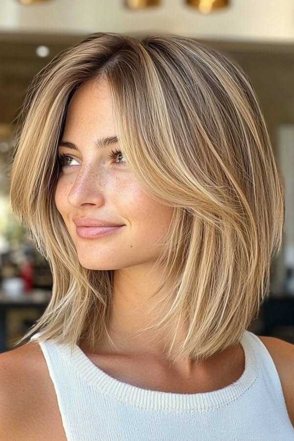 Textured Bob with Curtain Bangs