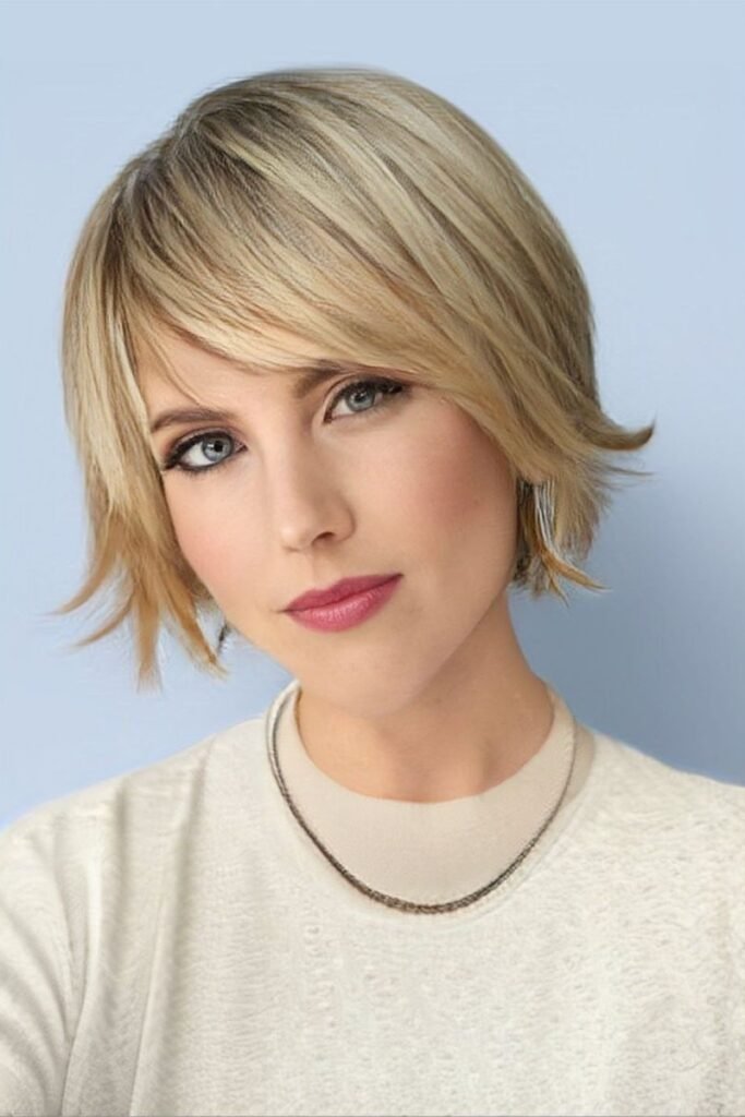 Textured Bob with Side-Swept Bangs