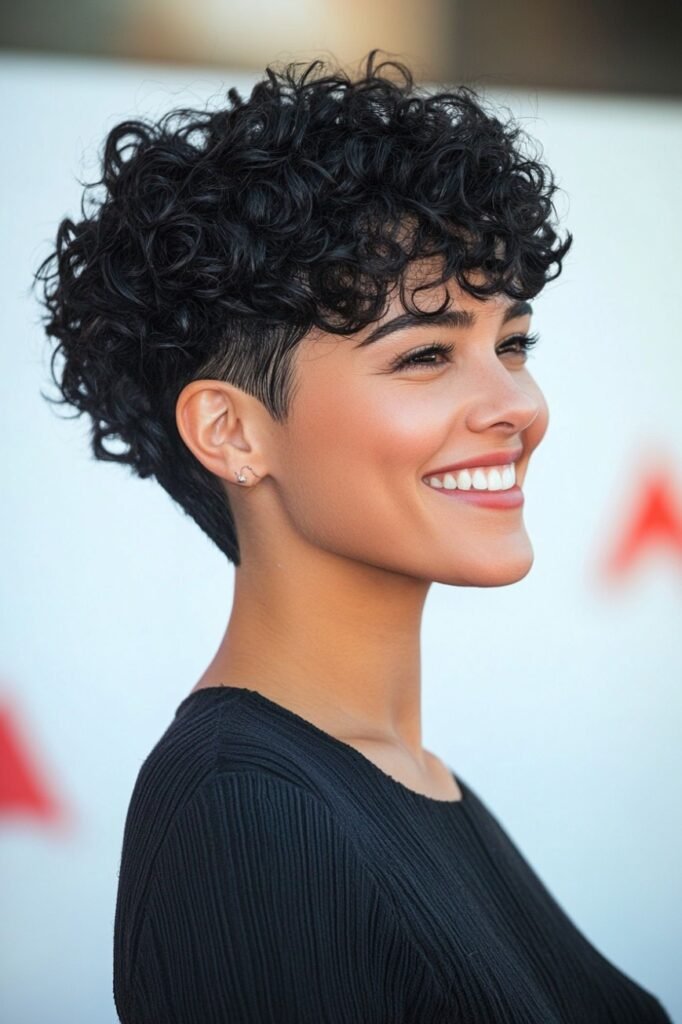 Textured Curly Pixie Undercut