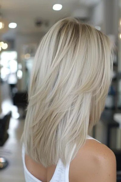 Textured Layered Blonde Lob