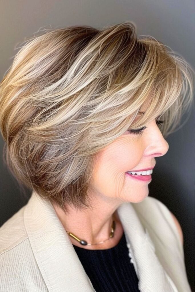 Textured Layered Bob with Dimensional Highlights