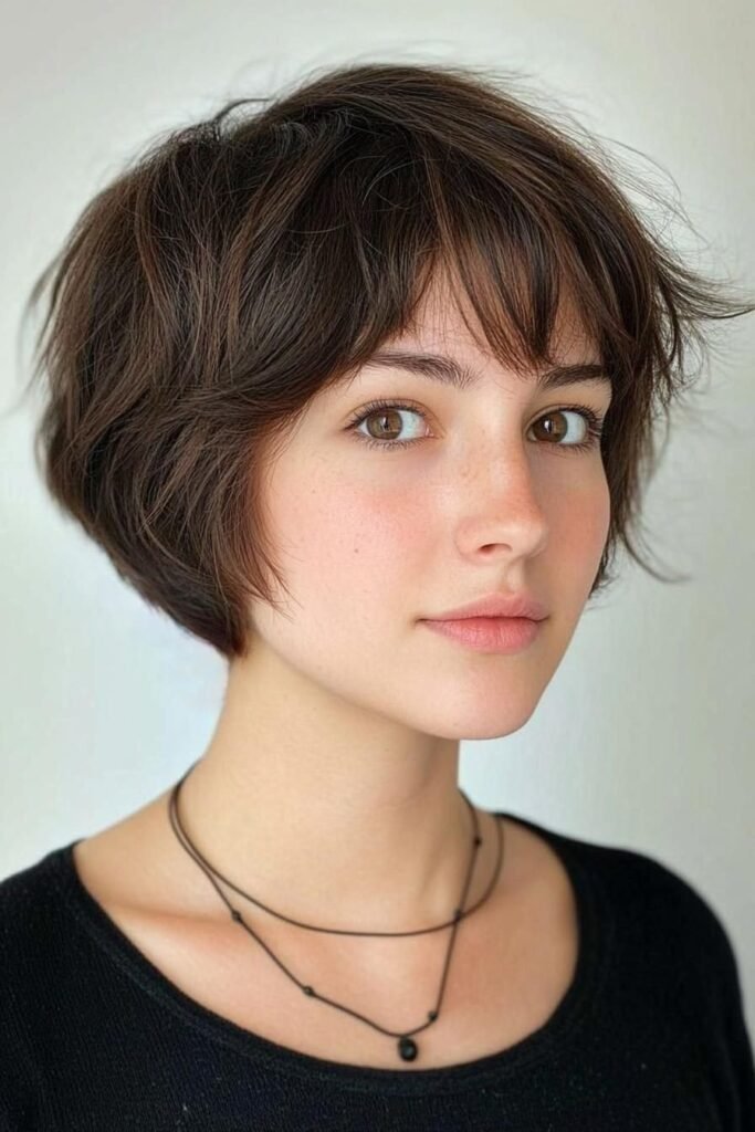 Textured Layered Bob with Wispy Bangs