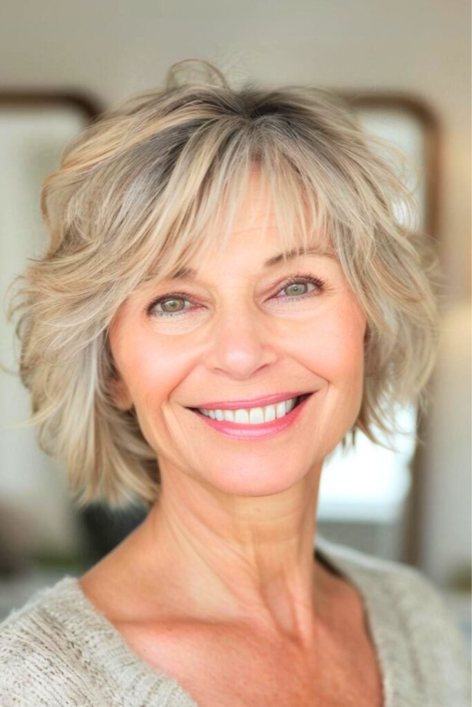 Textured Layered Bob with Wispy Bangs