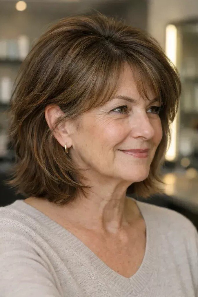 Textured Layered Bob with Wispy Bangs