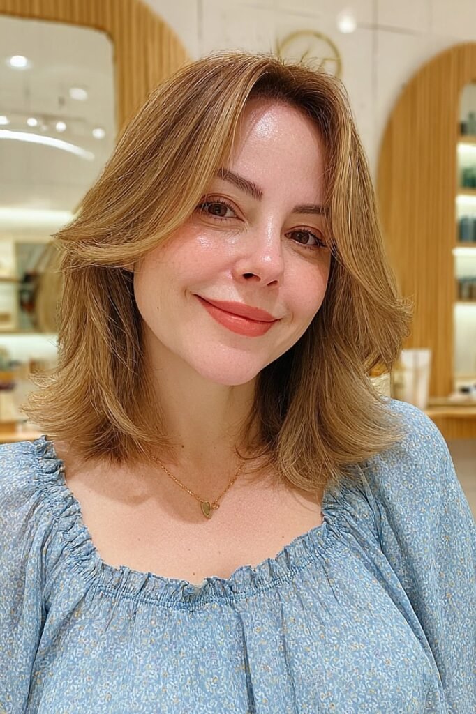 Textured Lob (Long Bob) with Curtain Bangs