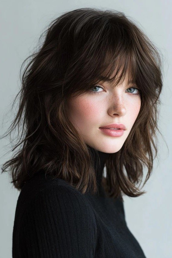 Textured Medium-Length Shag with Fringe