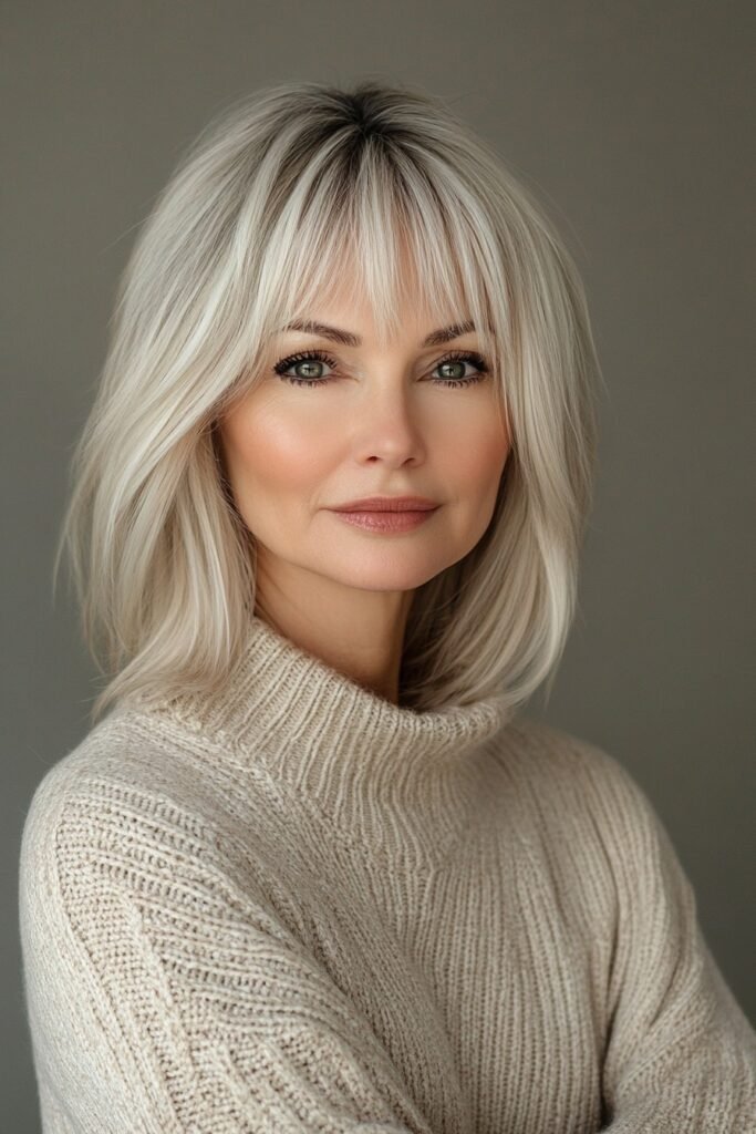Textured Mid-Length Cut with Wispy Curtain Bangs