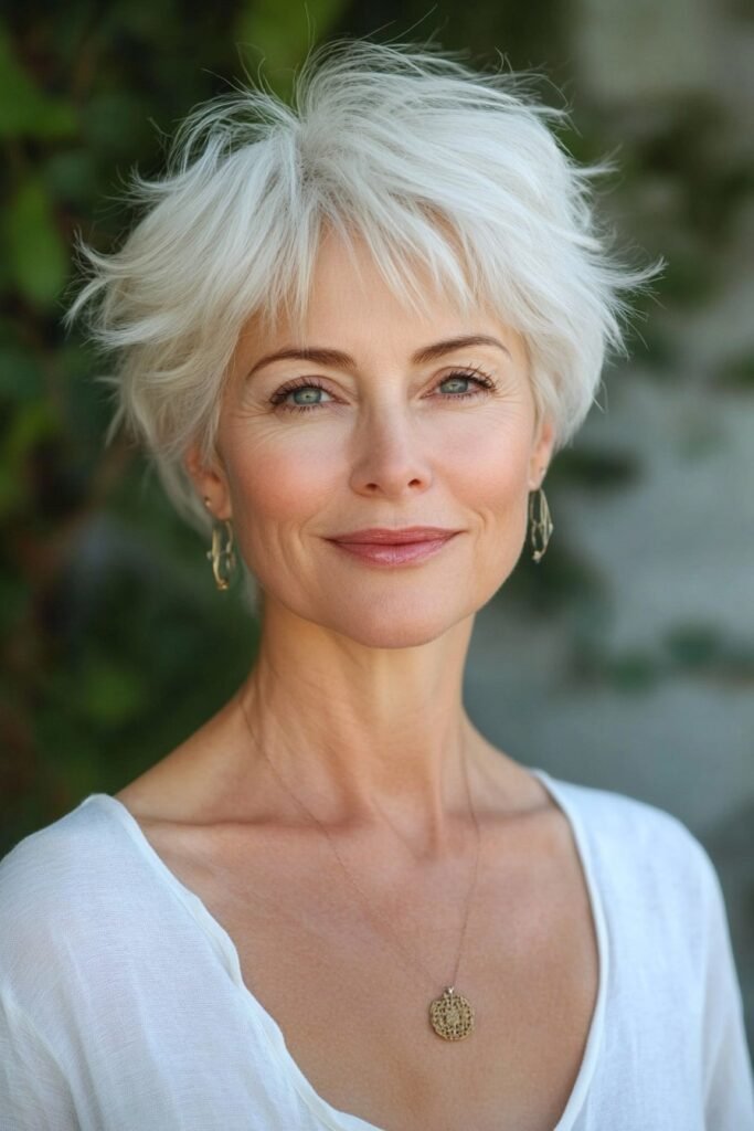 Textured Pixie Cut with Wispy Bangs
