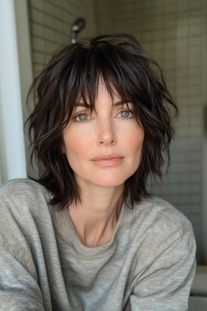 Textured Shag Cut with Wispy Bangs