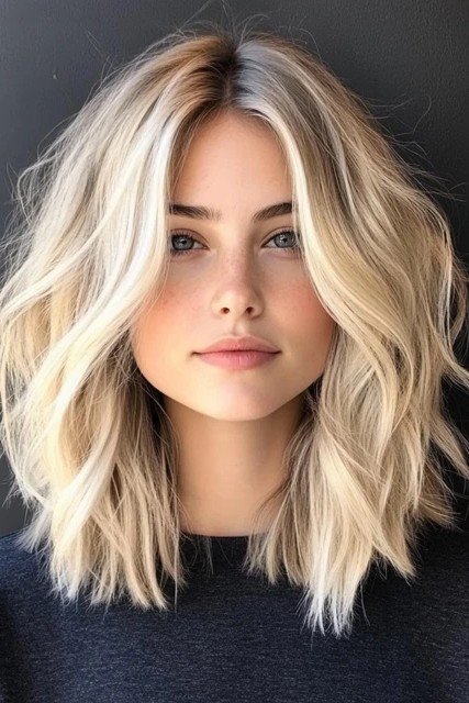 Textured Shag with Bright Blonde Money Piece